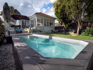 Relax above ground plunge pool installation with wooden deck 2