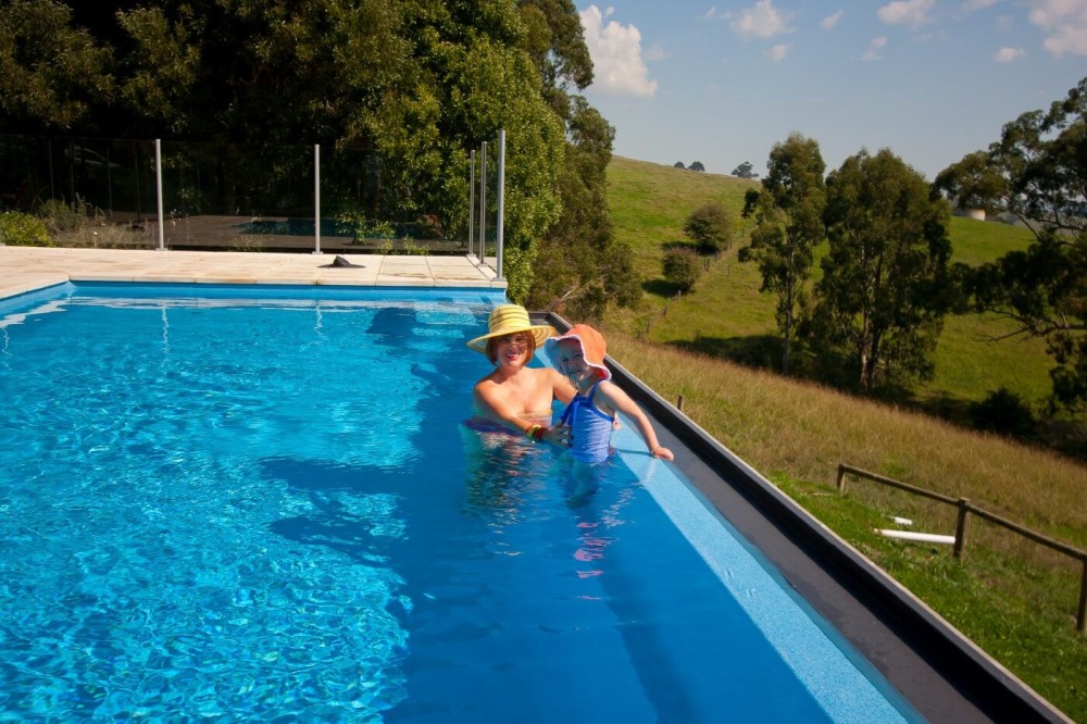 The Little Pool Co Fiberglass plunge pool installed Sapphire pool color